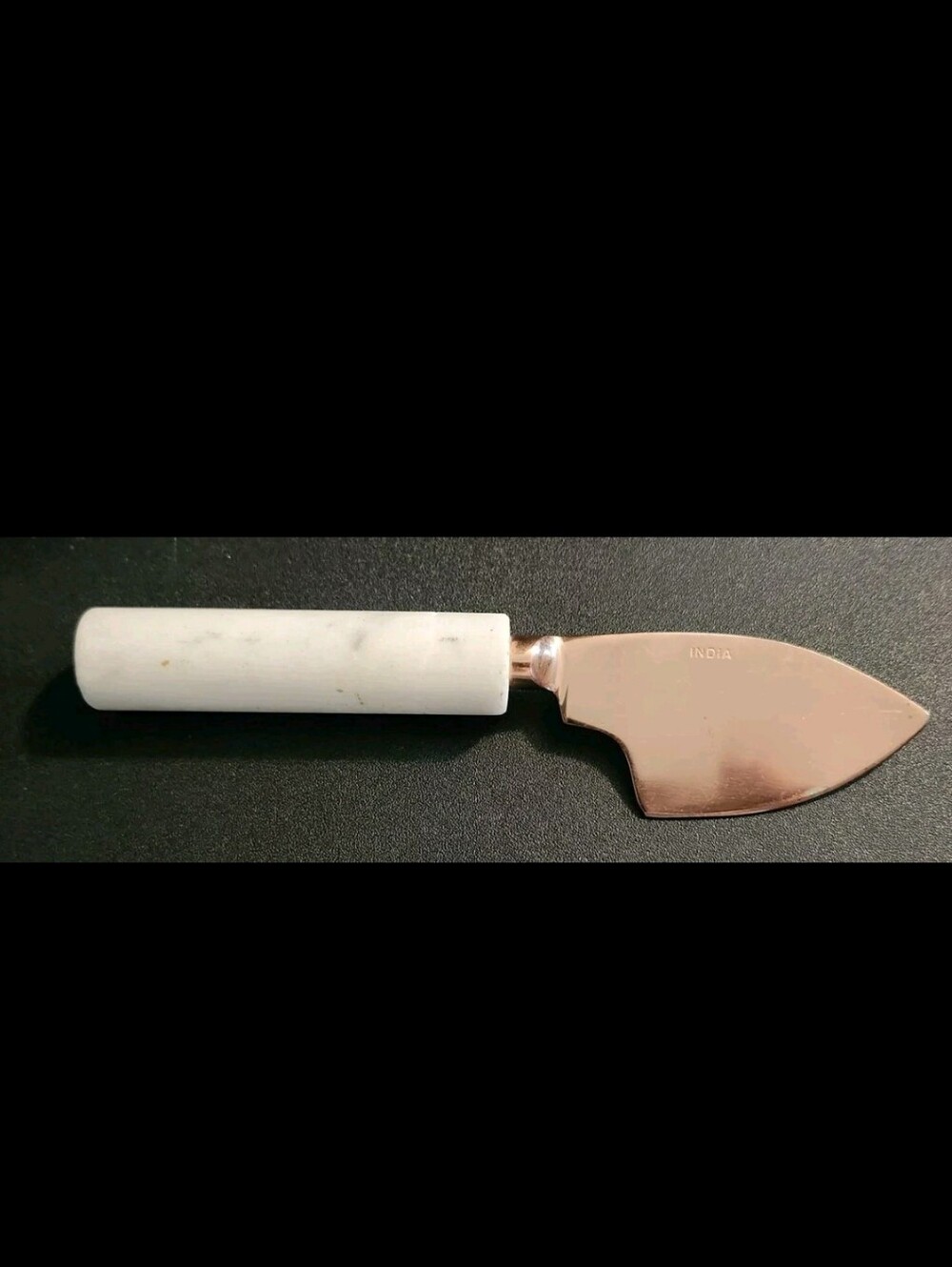 Gold Cheese Knife With Marble Handle (Has Small Crack) Made In India